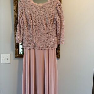 Alex Evenings Blush Lace Long Sleeve Dress